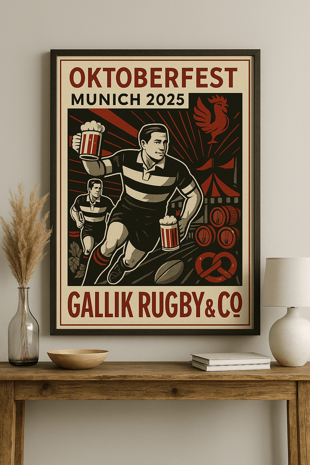 Affiche Oktoberfest 2025 – Rugby & Bière – Édition Gallik Rugby & Co (Munich) Affiche A1 (59,4 x 84,1 cm) / Satinée