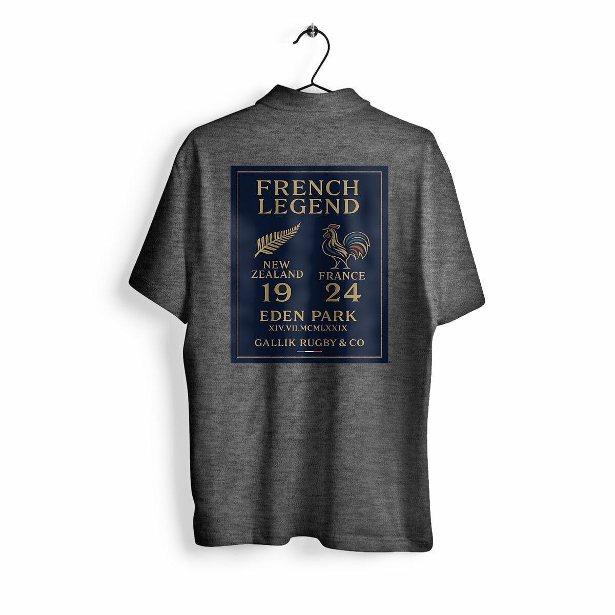 Polo Rugby "French Legend" – GALLIK RUGBY & CO – Édition Eden Park 1979 basic Gris chiné / S