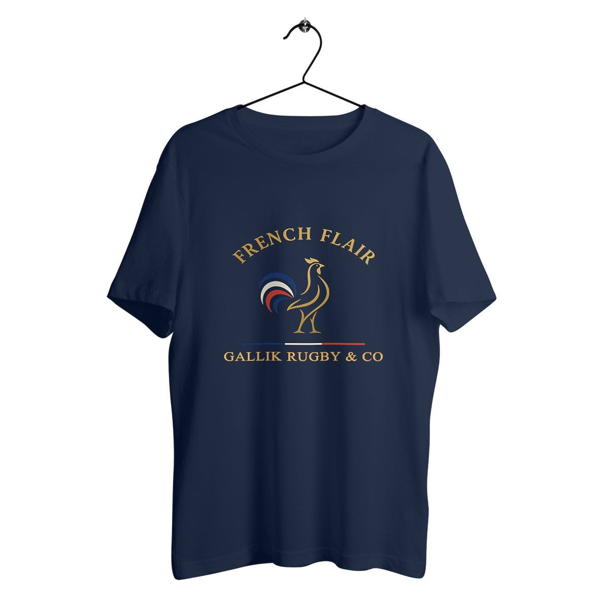 T-shirt "French Flair" – GALLIK RUGBY & CO – Coq Tricolore basic Marine / XS
